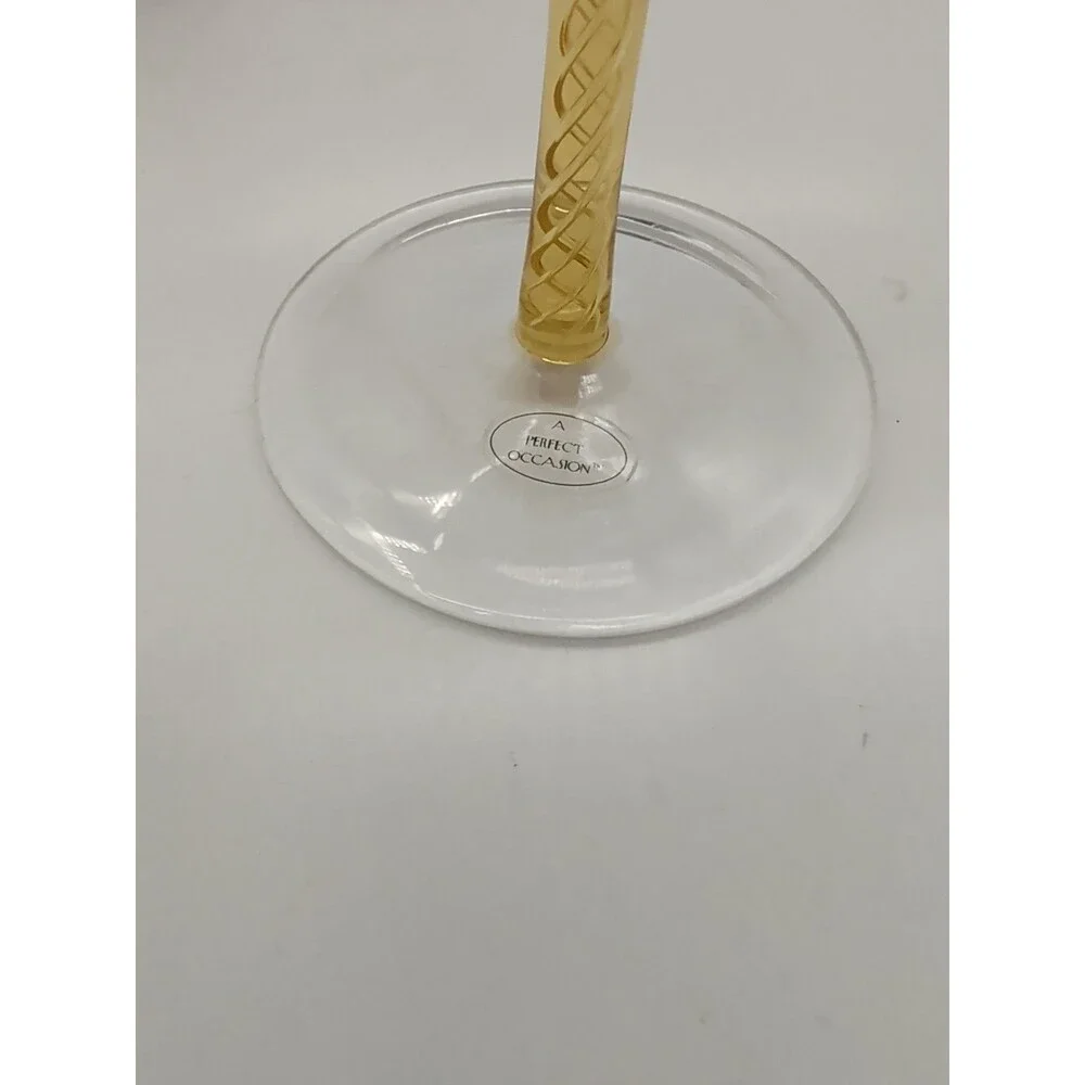 A Perfect Occasion Wine Glasses Double Helix Swirl Stem Green Yellow Set Of 2